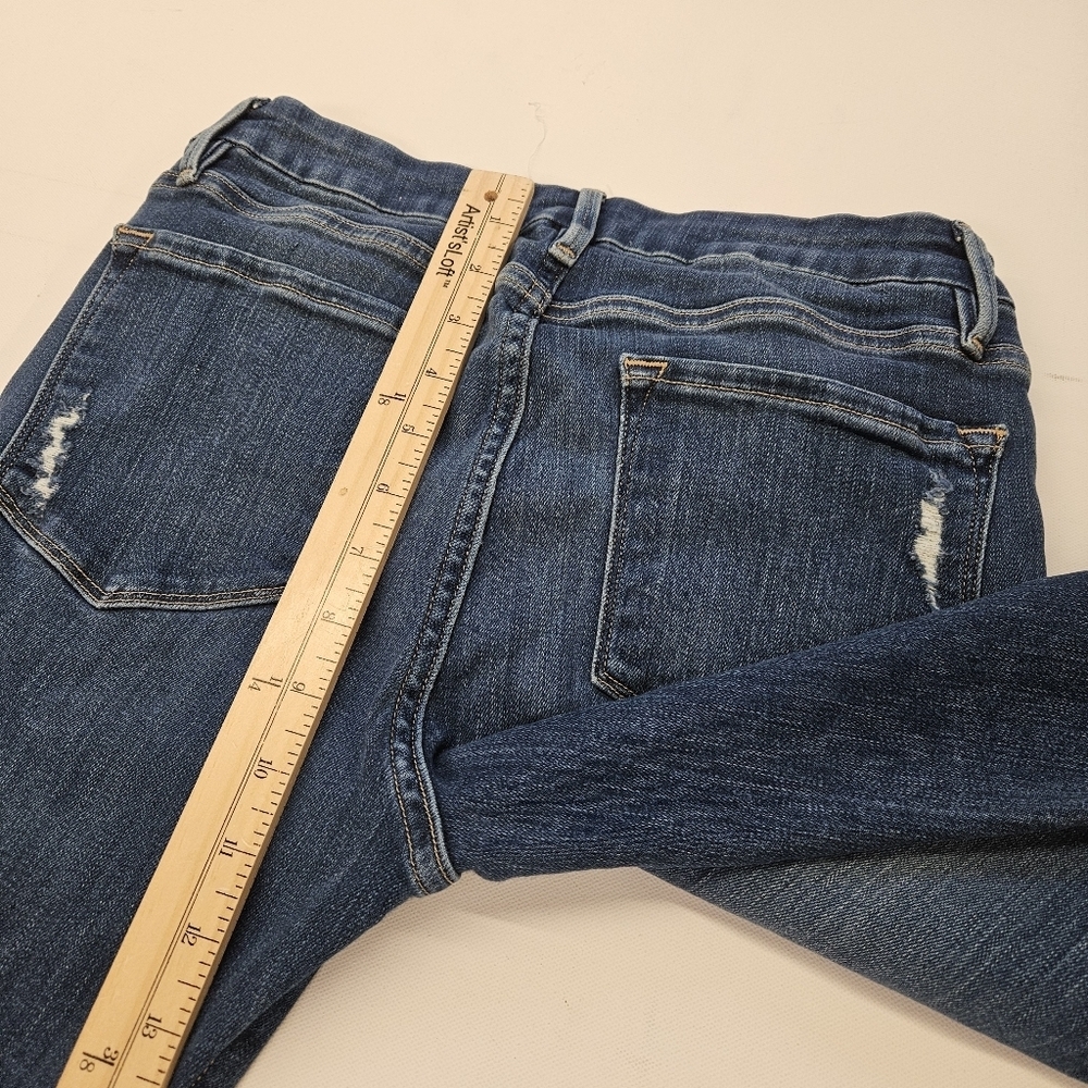 Frame Jeans Womens 28 Blue Le Crop Mini Boot Distressed Stretch Denim Pants - Picture 10 of 11